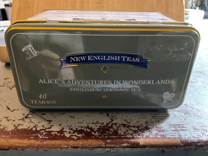 Alice in Wonderland tea tin with hinged lid collectible