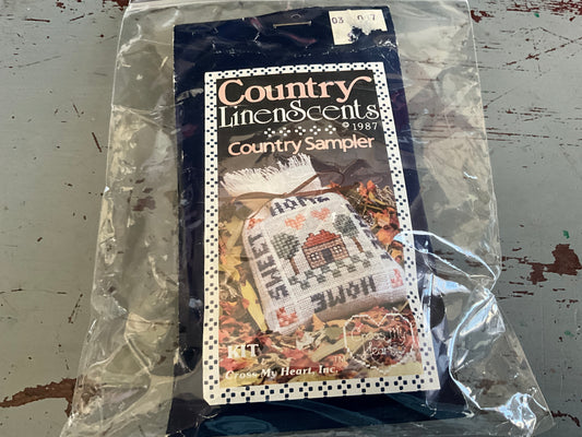 Cross My Heart Country Linen Scents Country Sampler vintage1987 cross stitch kit with additional supplies