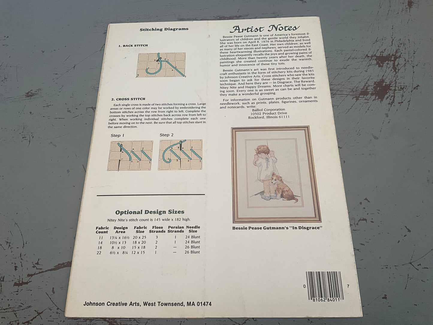 Johnson Creative Arts Bessie P. Guzman “Nitey Nite” counted cross stitch chart