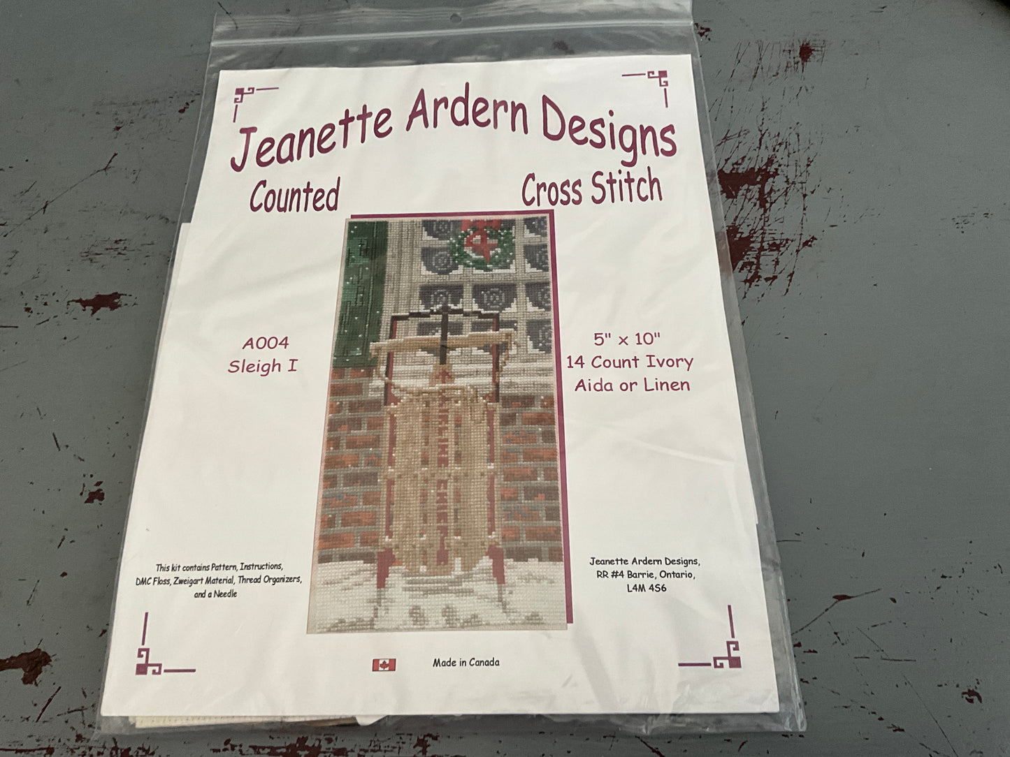 Jeanette Aden Designs Sleigh I counted cross stitch kit