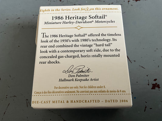 Hallmark 1986 Heritage Softail 2006 Miniature Harley-Davidson Motorcycles Keepsake Ornament QXM2093