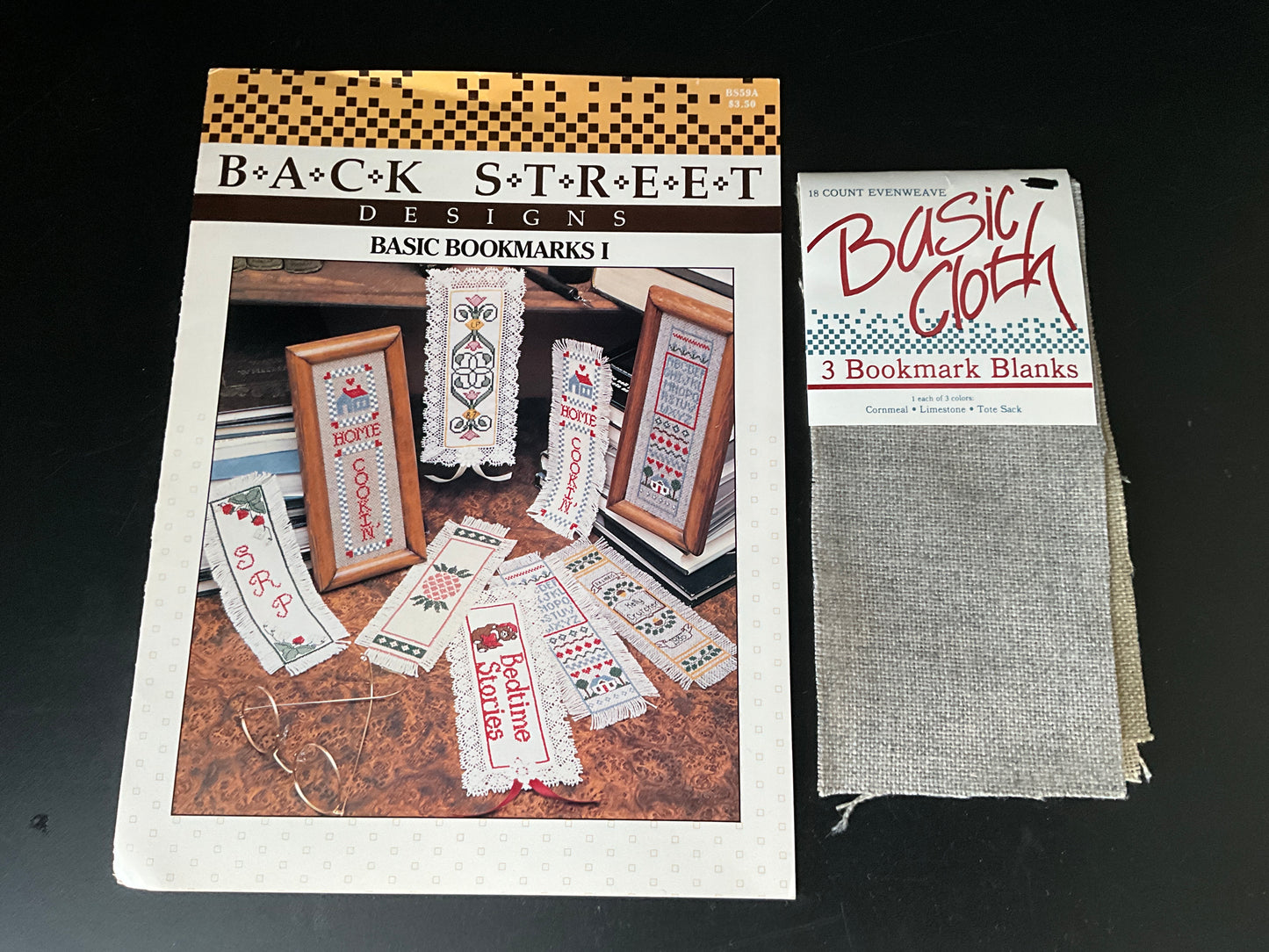 Back Street Designs Basic Bookmarks I cross stitch chart plus 3 Basic Cloth 18 count bookmark blanks