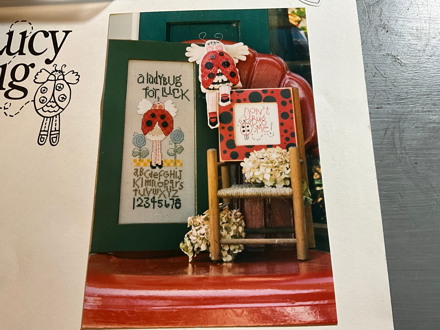 Sister and Best Friends Lady Bug cross stitch chart with embellishment pack included