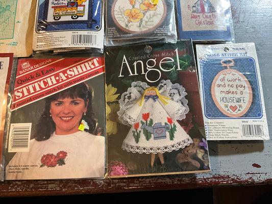Amazing bargain lot of 10 vintage cross stitch kits see pictures for details