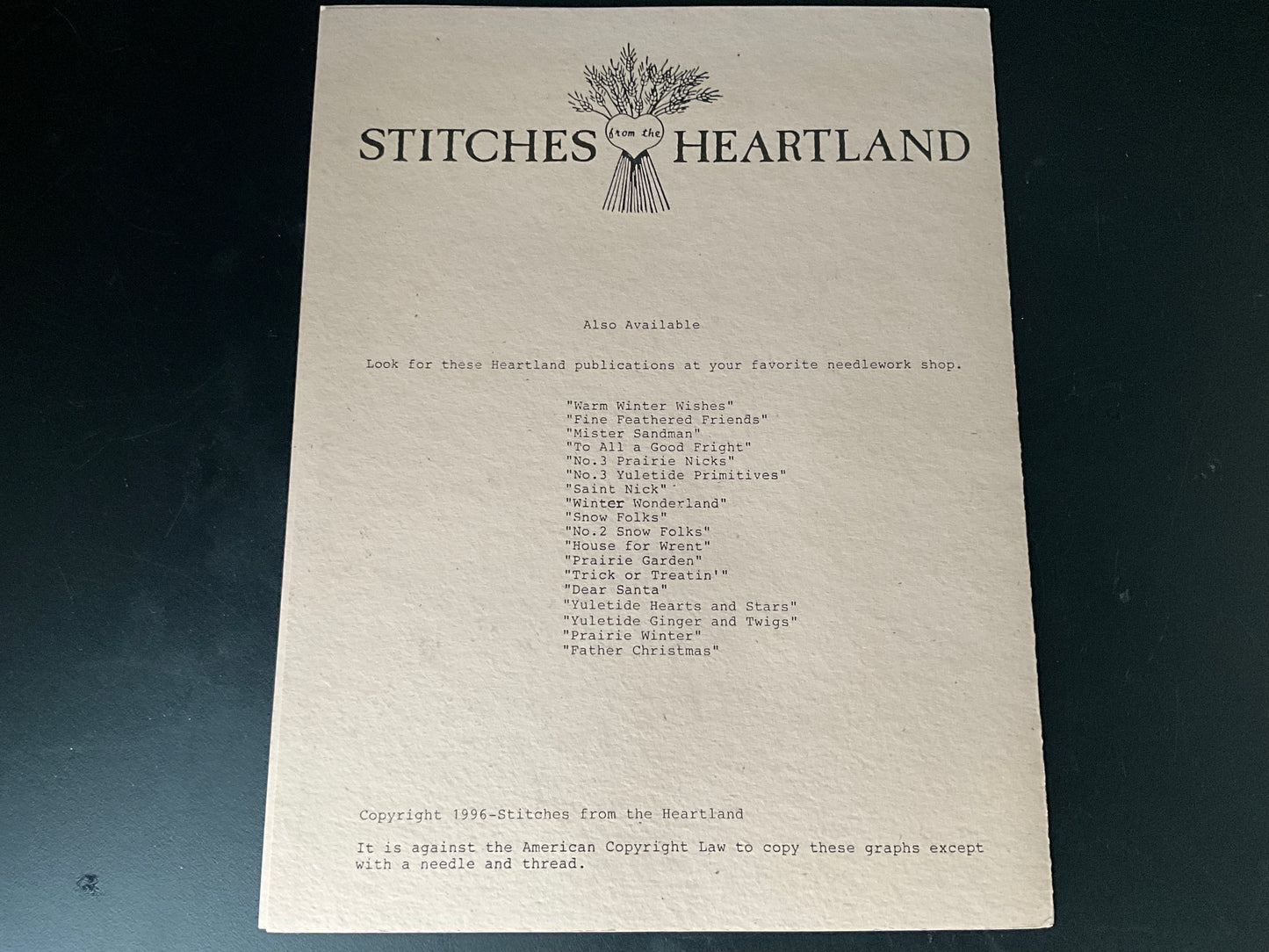 Stitches from the Heartland choice cross stitch charts see pictures & variations