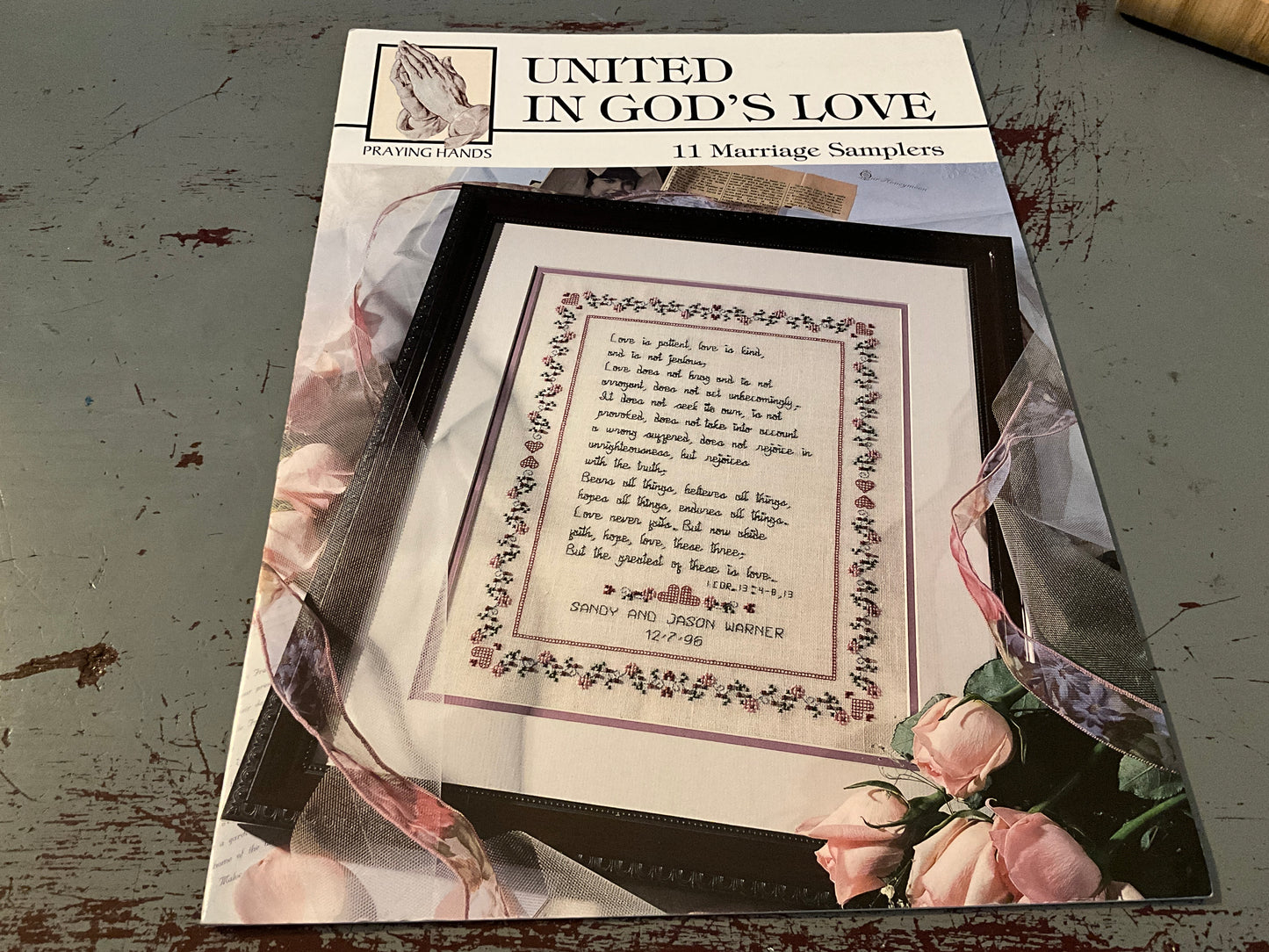 Praying Hands United In God’s Hands 11 marriage samplers counted cross stitch chart