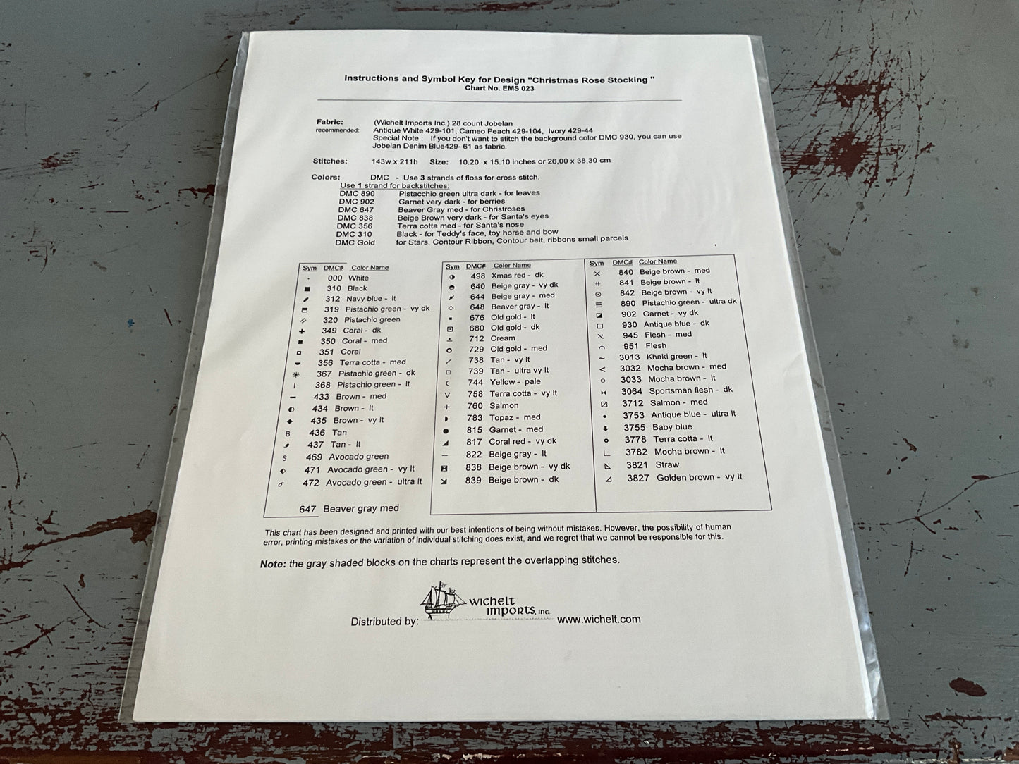 Christmas Rose Stocking by Ellen Maurer-Stroh # EMS023 1997 counted cross stitch chart