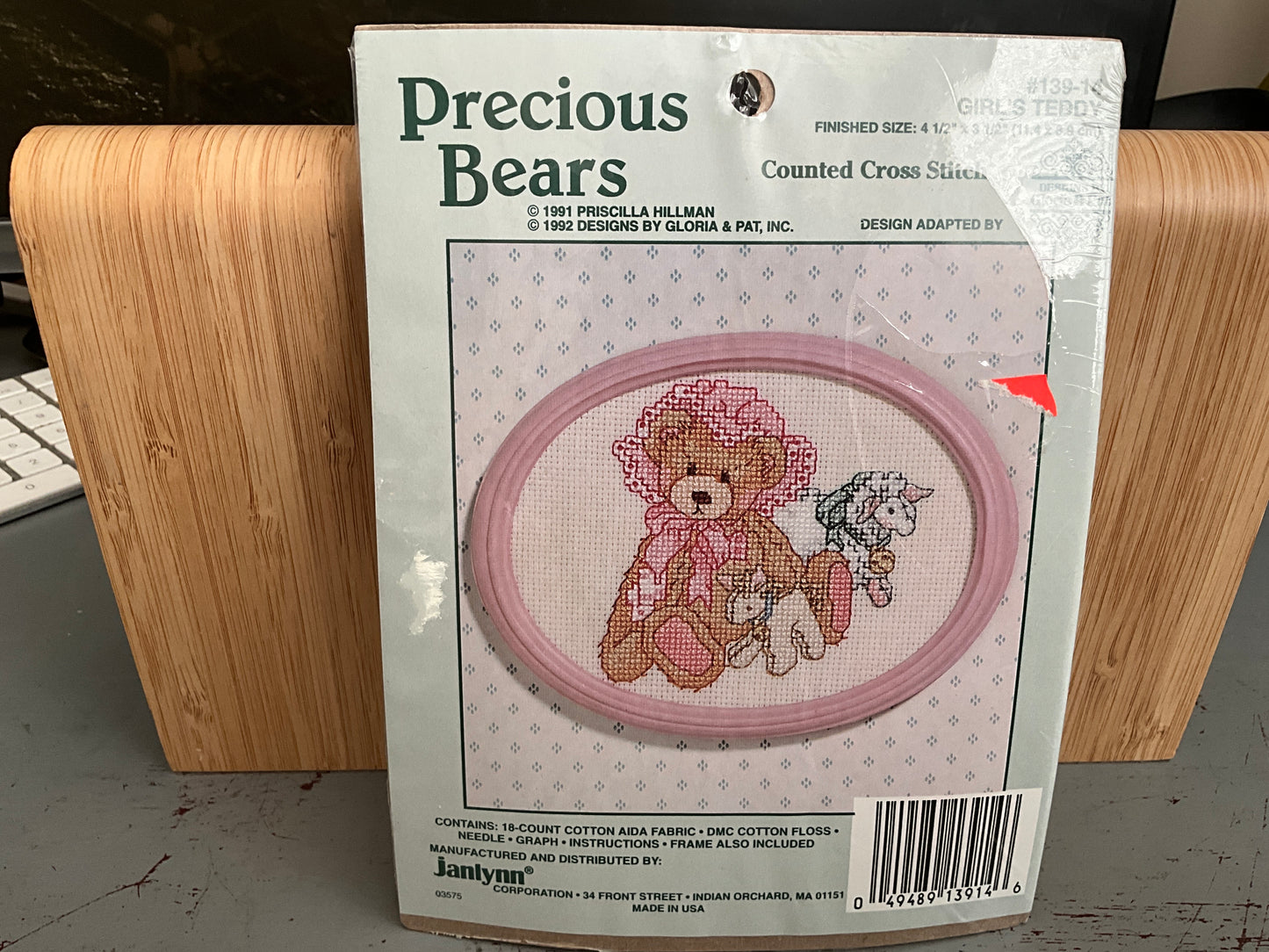 Janlynn Precious Bears Girls Teddy 139-14cross stitch kit with frame