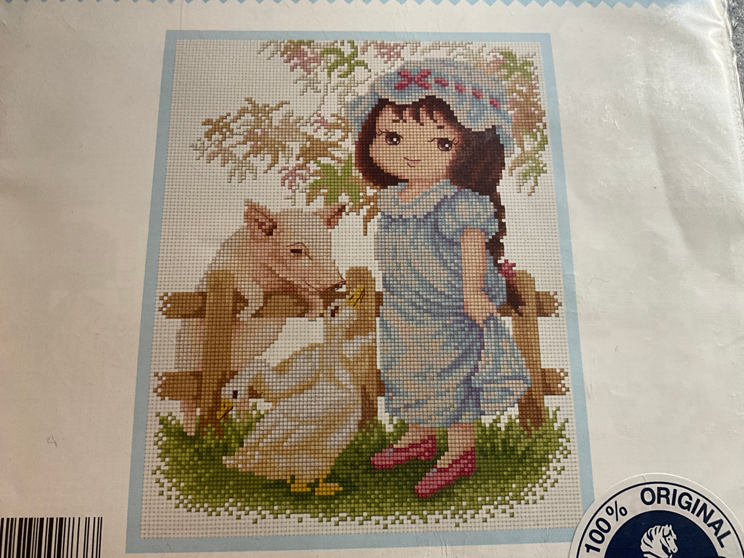 DMC PINN Girl with Farm Animals cross stitch kit