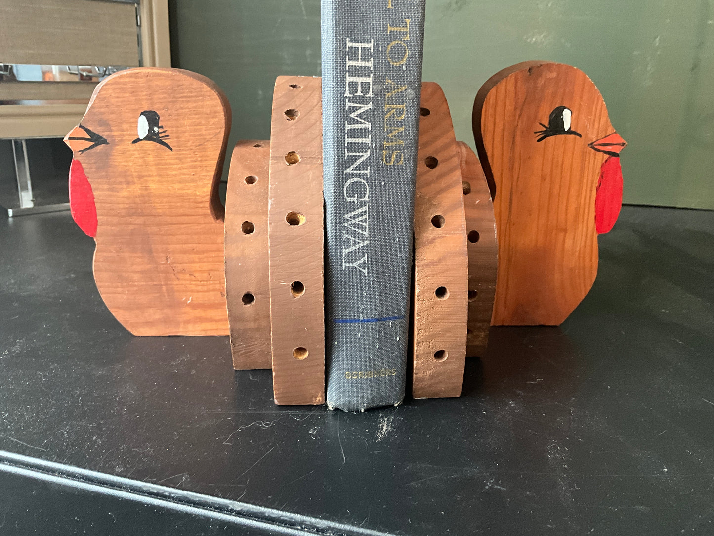 Tremendous Tom Turkey hand made and painted wooden bookends