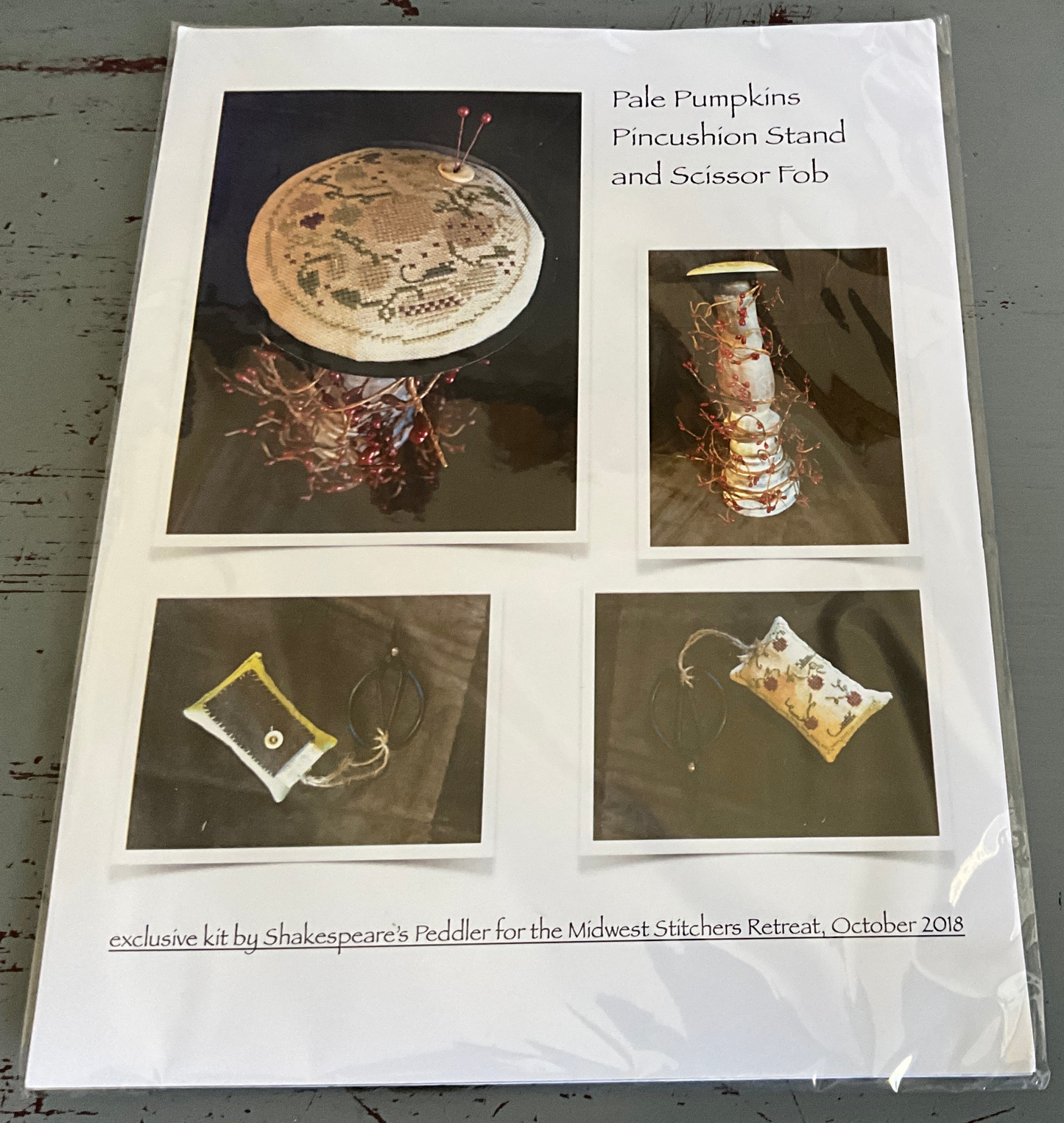 Shakespeare’s Peddler Pale Pumpkins and Scissors Pincushion Stand and Scissor Fob 2018 cross stitch Kit