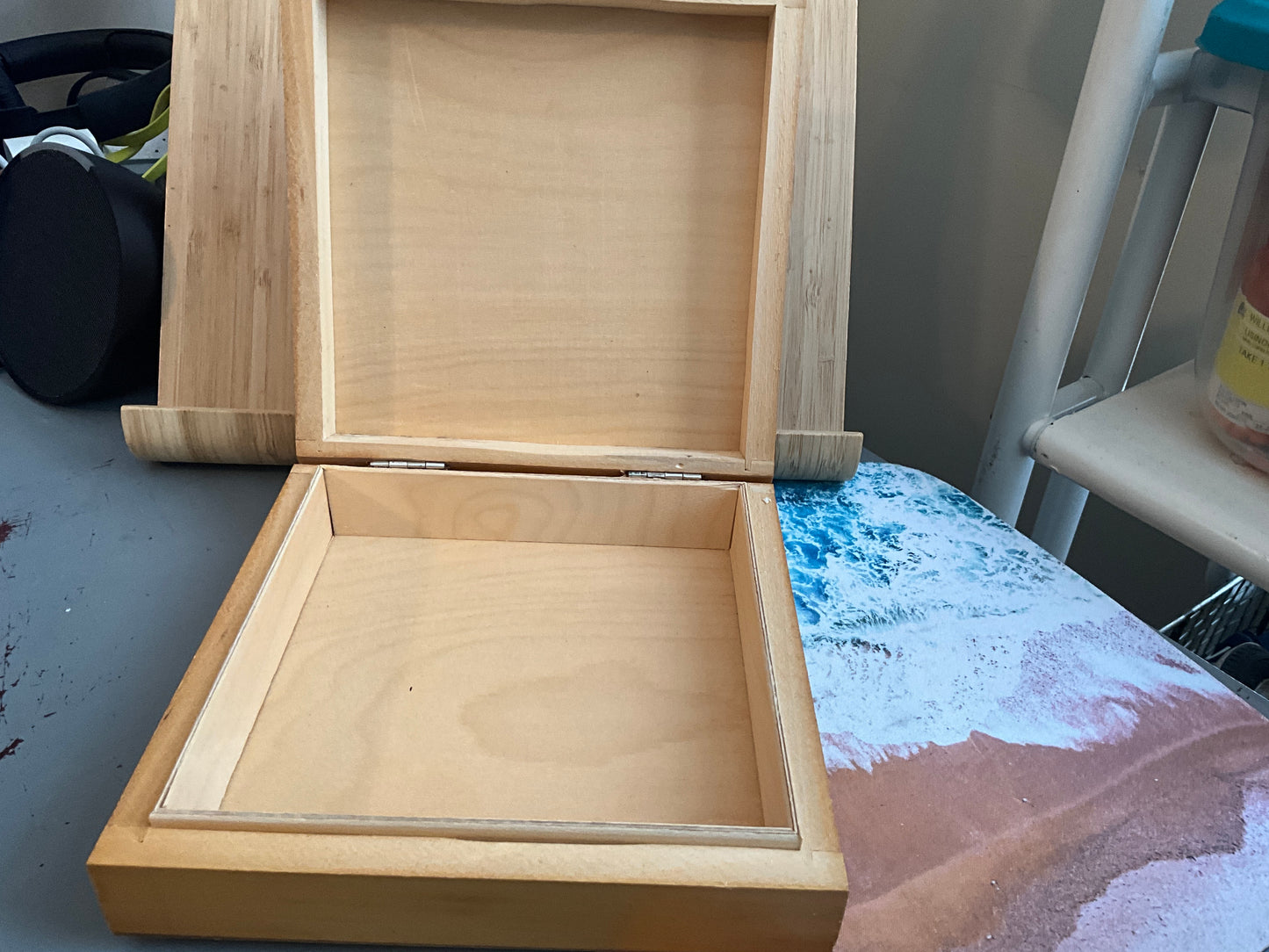 Russian blue domed church Cathedral hand painted embossed wooden trinket/jewelry box signed by artist