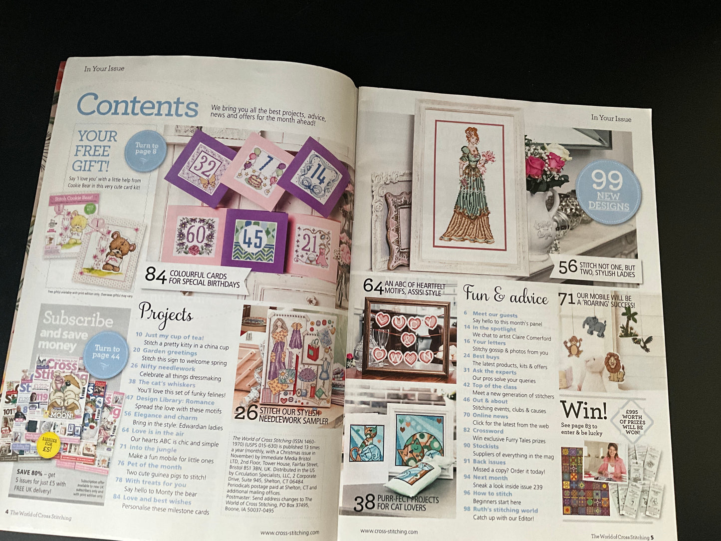 The World of Cross Stitching February-April & June-August 2016 magazines lot of 6 issues Britain’s No. 1