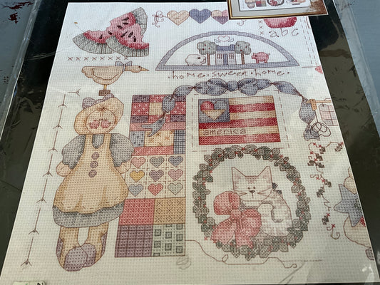 JanLynn Cute As. Button Sampler counted cross stitch kit 15x13 inches