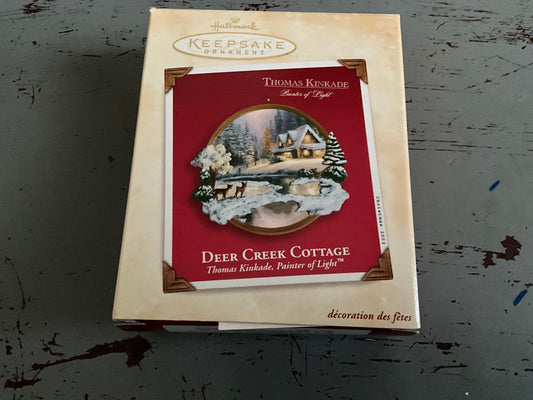 Hallmark Deer Creek Cottage 2002 Thomas Kinkade, Painter of Light Keepsake Ornament QXI5276