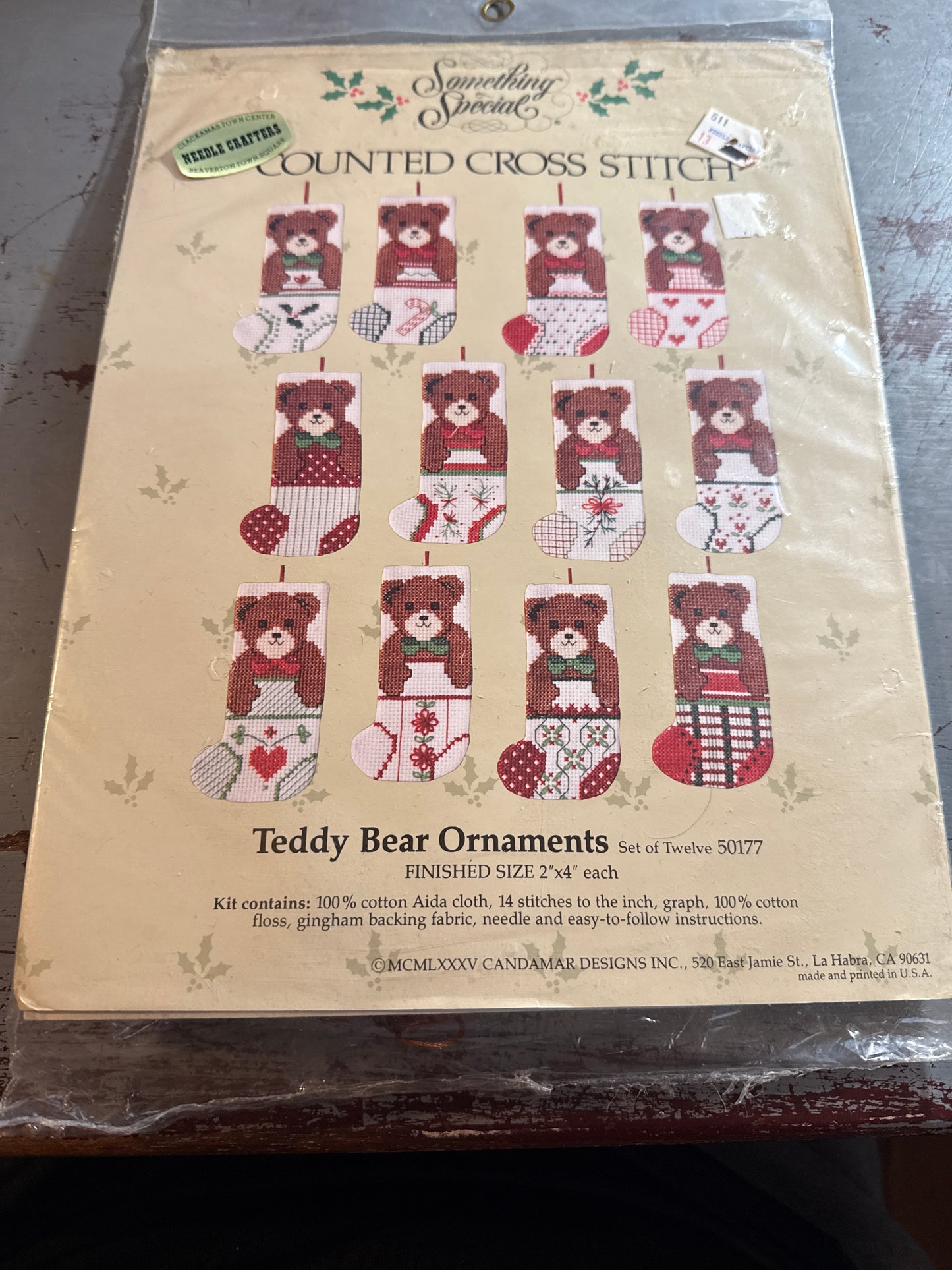 Something Special Teddy Bear Ornaments counted cross stitch kit by Candamar Designs