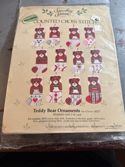 Something Special Teddy Bear Ornaments counted cross stitch kit by Candamar Designs