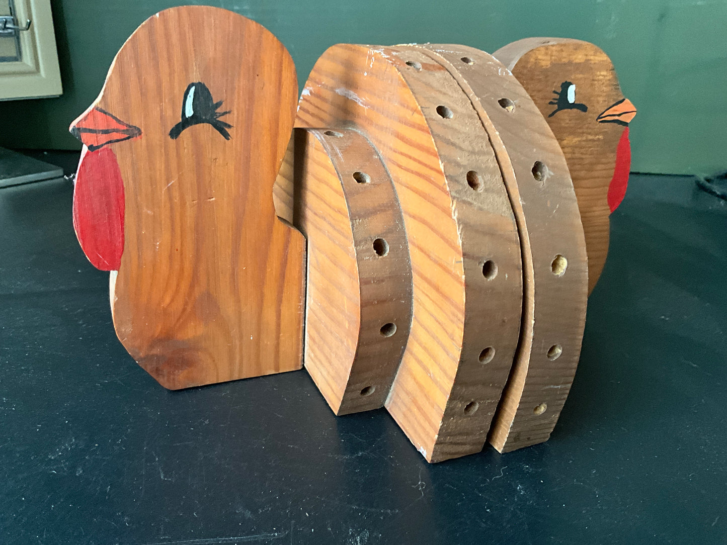 Tremendous Tom Turkey hand made and painted wooden bookends