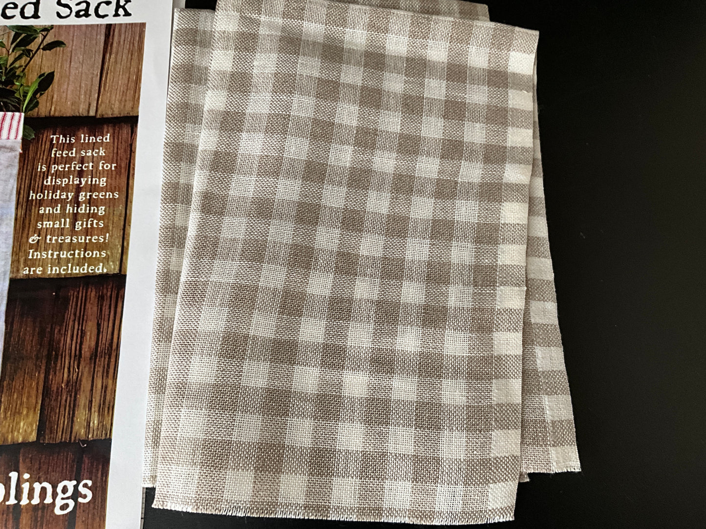 Carriage House Samplings Reindeer Feed Sack cross stitch chart with Gingham Linen 18”x34” fabric included!