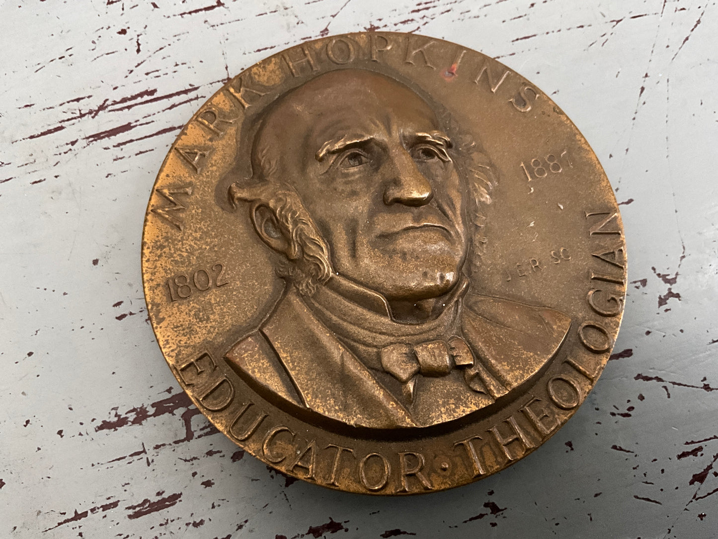Mark Hopkins Educators Theology 1802-1887 The Hall of Fame of Great Americans At the New York University 19O63 heavy brass souvenir collectible medallion
