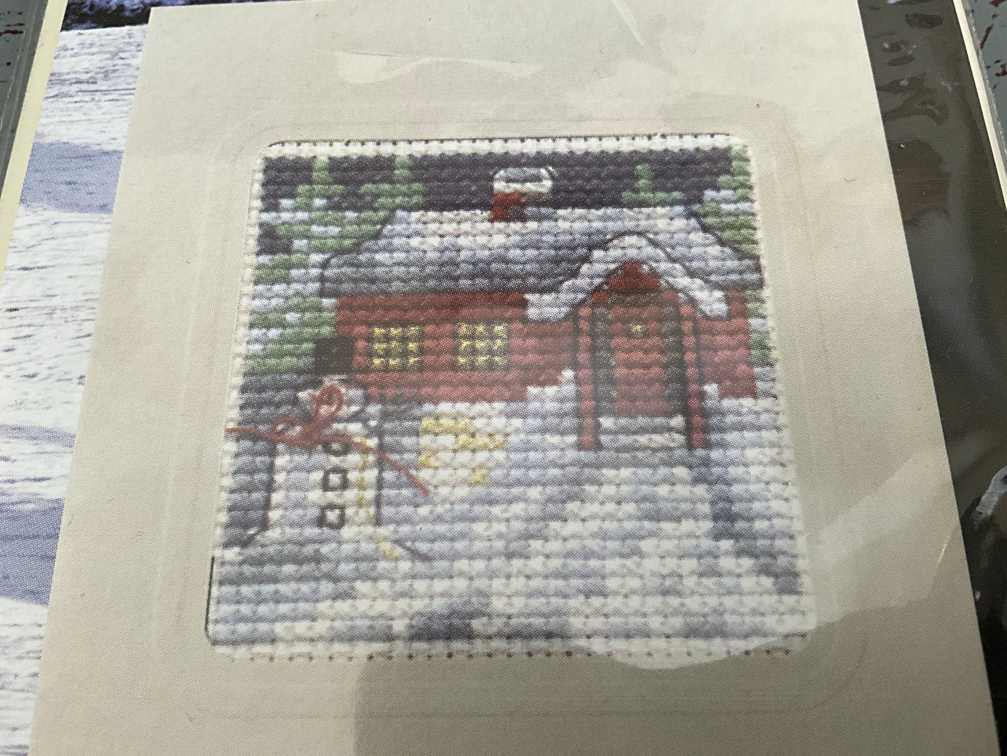 Permin of Copenhagen Home in the Winter Snow mini card cross stitch kit