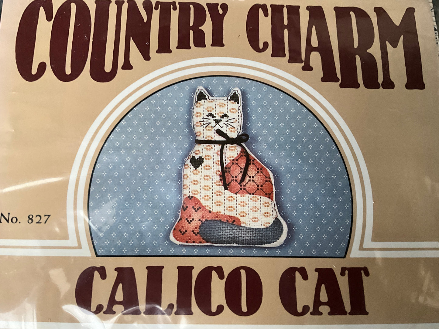 Donna Gallagher Creative Needlearts Country Charm Calico Cat 827 on printed fabric cross stitch kit