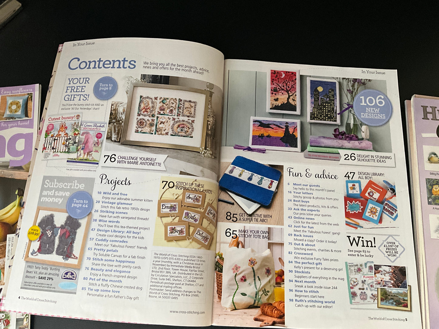 The World of Cross Stitching February-April & June-August 2016 magazines lot of 6 issues Britain’s No. 1