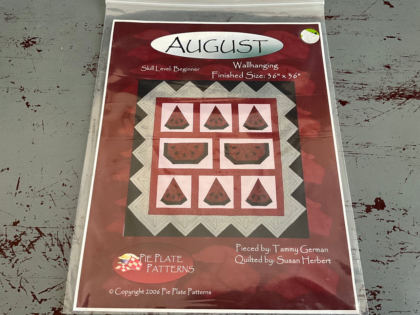 Pie Plate Patterns August (watermelon) Wallhanging quilt pattern