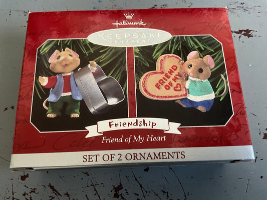 Hallmark Friend Of My Heart Friendship Set of 2 Keepsake Ornament QX6723