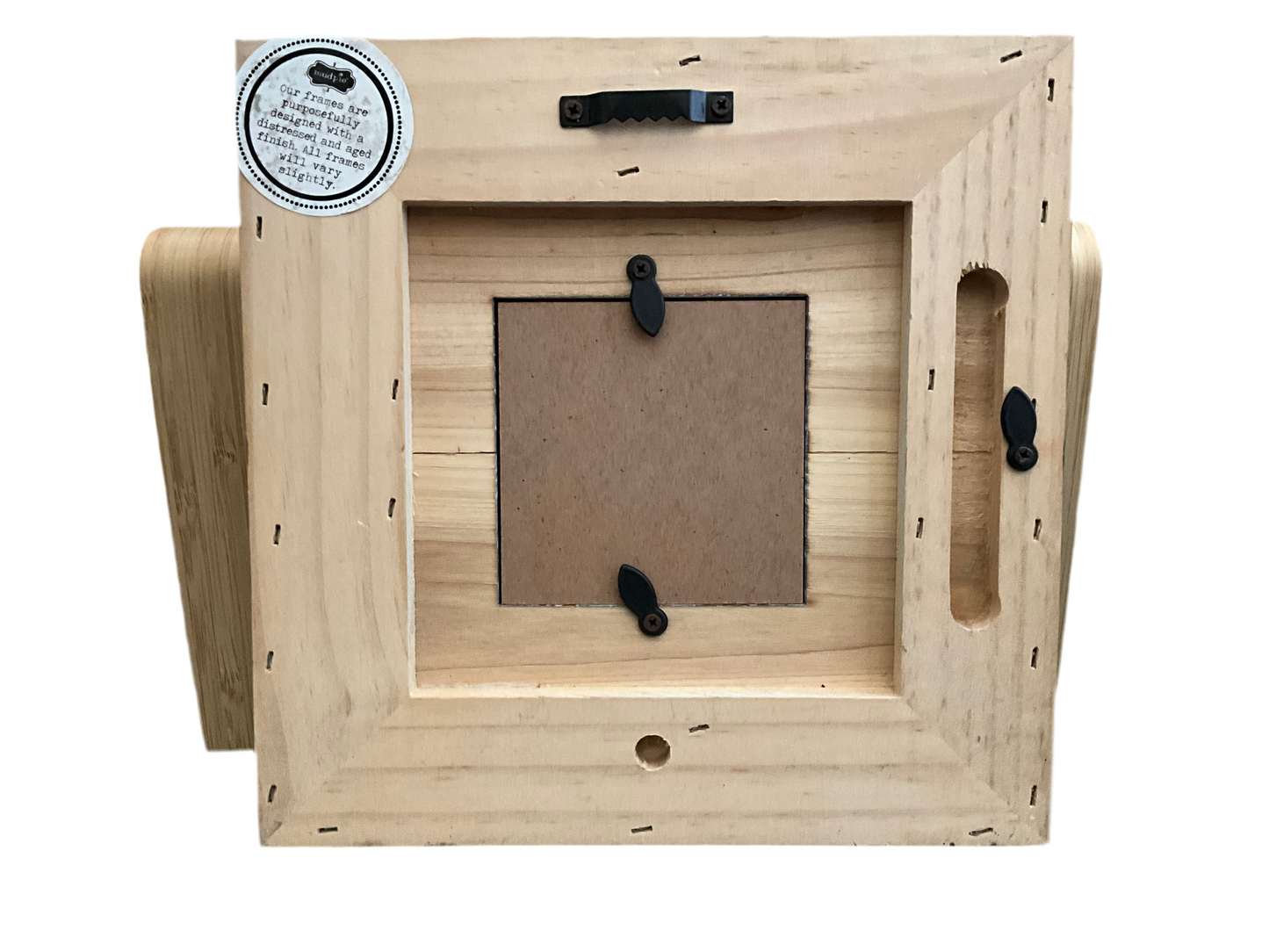 Mudpie “hello world” baby picture wall hanging frame 8” square frame that fits a 3” square picture.