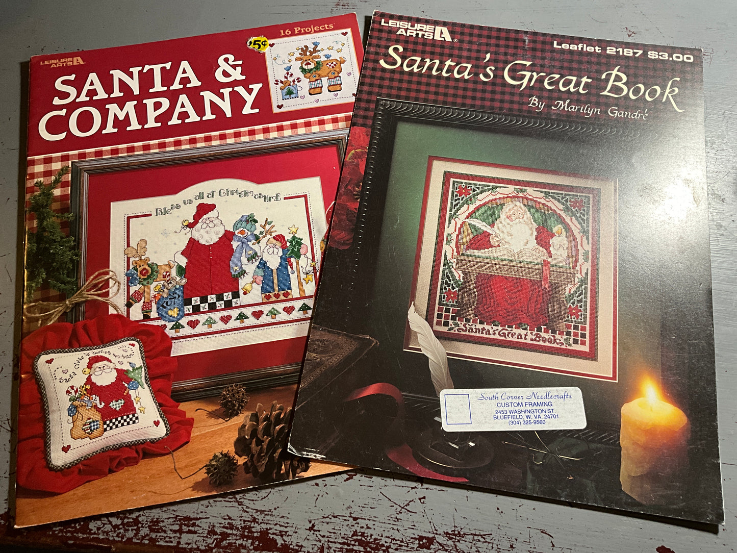 Leisure Arts Santa & Company and Santa’s Great Book set of 2 Christmas counted cross stitch charts