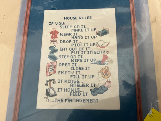 Patty Ann Creations House Rules 352 cross stitch kit
