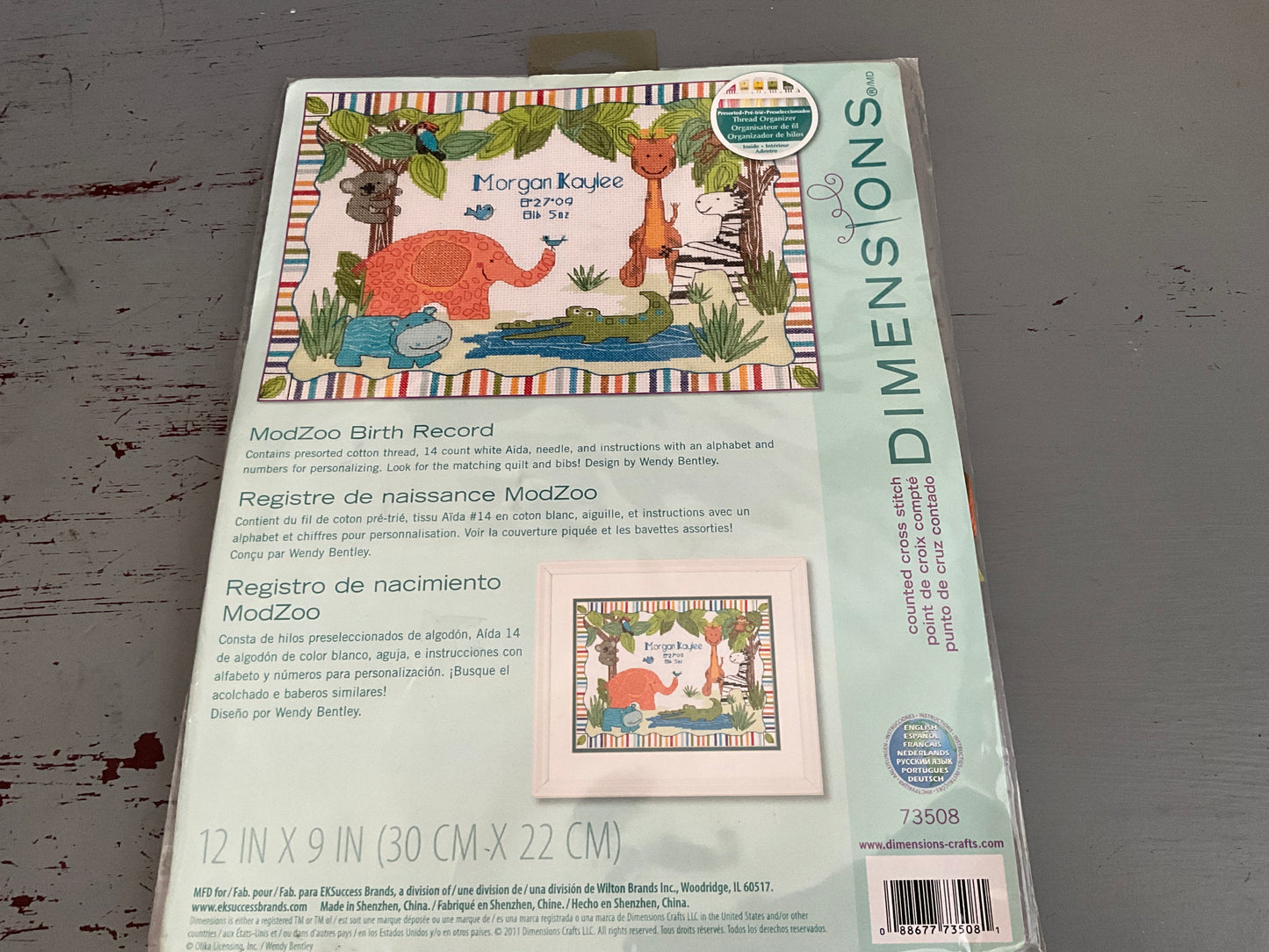 Dimensions ModZoo Birth Record 73508 cross stitch kit