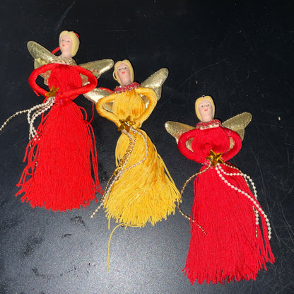 Terrific tassel Angels collection of 3 ornaments