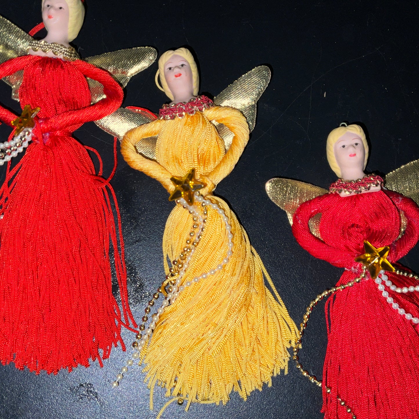 Terrific tassel Angels collection of 3 ornaments