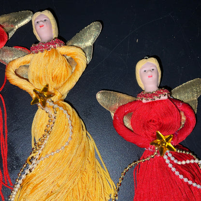 Terrific tassel Angels collection of 3 ornaments