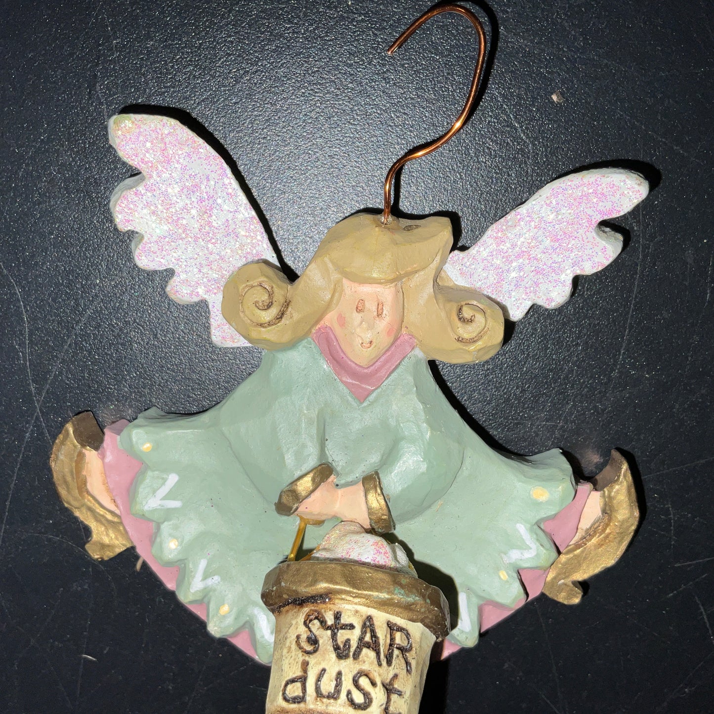 Kurt Adler Star Dust Angel painted ceramic ornament