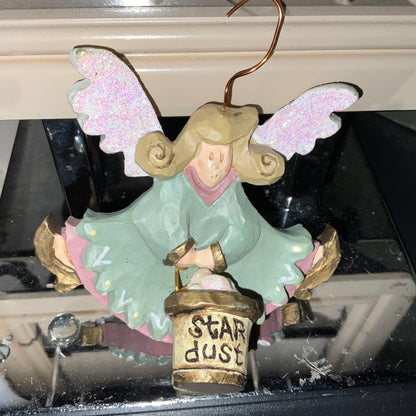 Kurt Adler Star Dust Angel painted ceramic ornament