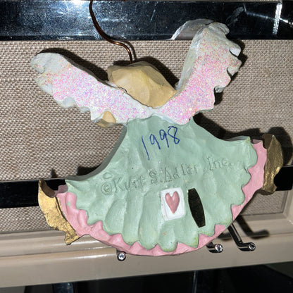 Kurt Adler Star Dust Angel painted ceramic ornament