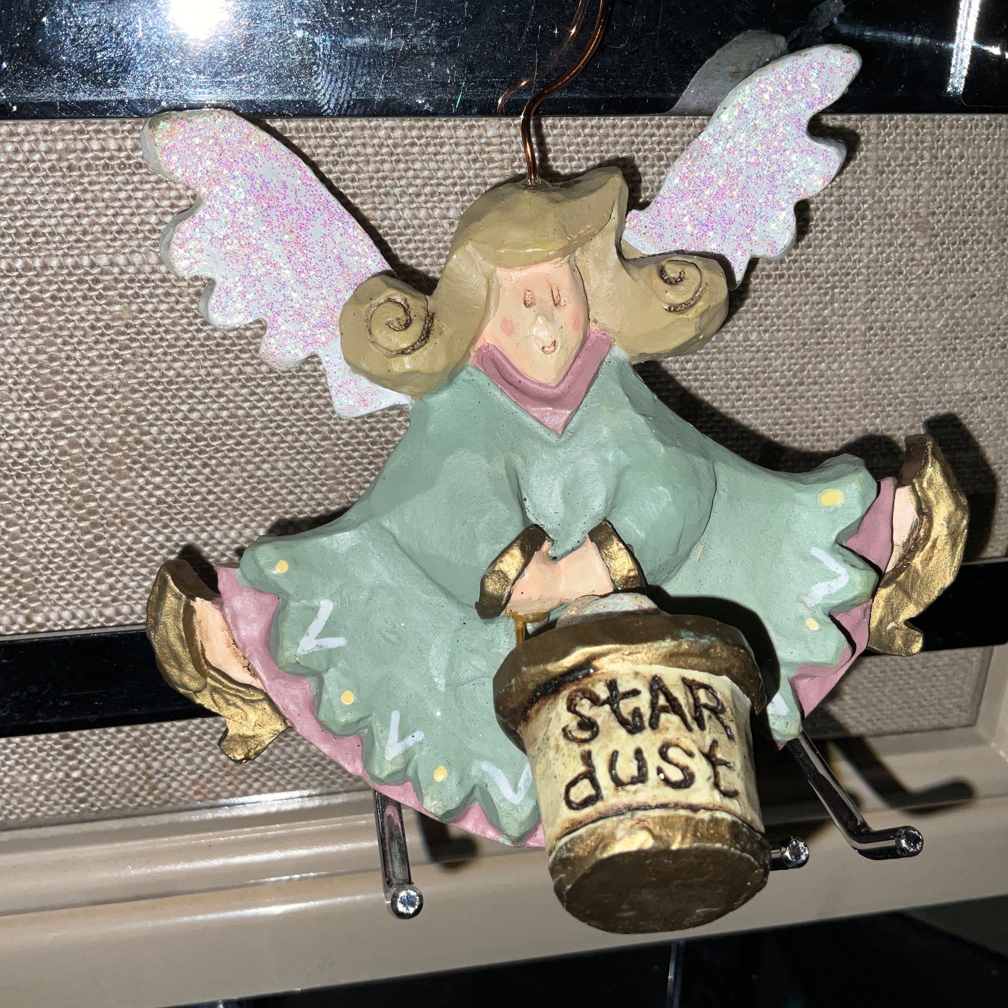 Kurt Adler Star Dust Angel painted ceramic ornament