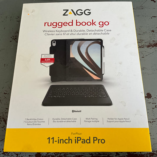 ZAGG rugged book go for 11-inch iPad Pro keyboard-case with stand built in!