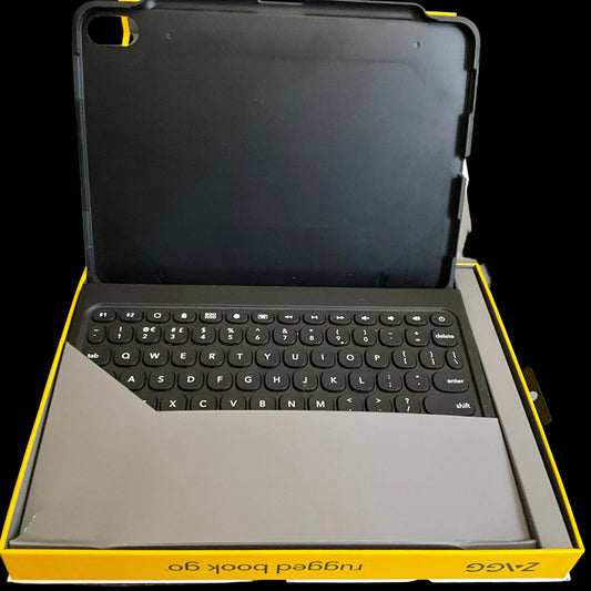 ZAGG rugged book go for 11-inch iPad Pro keyboard-case with stand built in!