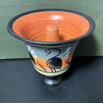 Handsome hand painted artist swan rendition encircle this gorgeous goblet with center spindle decorative collectible