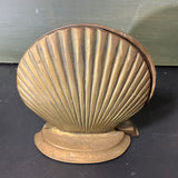 Sensational scallop clam seashells brass bookend pair vintage coastal denotative nautical collectible
