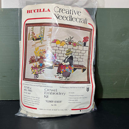 Bucilla Creative Needlecraft Flower Vendor 1795 Crewel Embroidery Kit