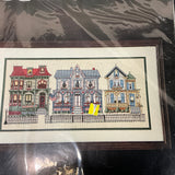 Bucilla Victorian Houses 40035 counted cross stitch kit on 14 count oatmeal AIDA 8 by 16 inches