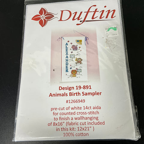 Duffin Animal Birth Sampler 19-891 counted cross stitch kit*