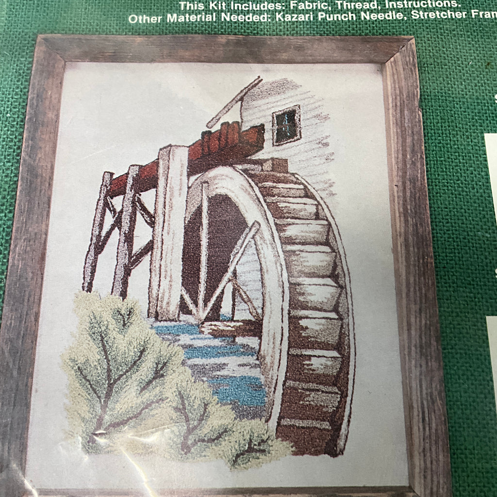 Kazari Water Wheel #A-59 vintage 1979 punch embroidery kit* 8 by 10 inches