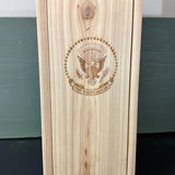 The White House seal on wooden sliding lid  water/wine bottle box kitchen collectible*