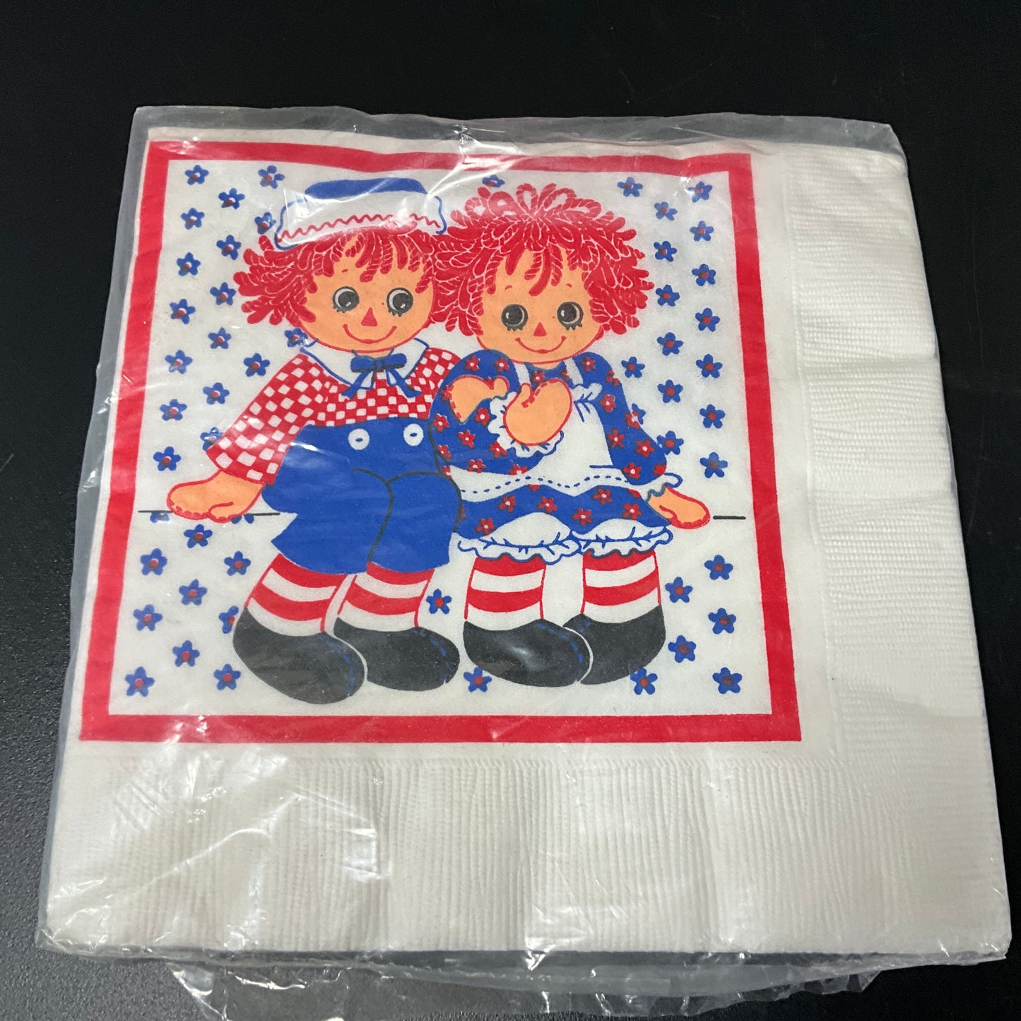 Hallmark Raggedy Ann & Andy style dolls printed on vintage package of 15  luncheon napkins